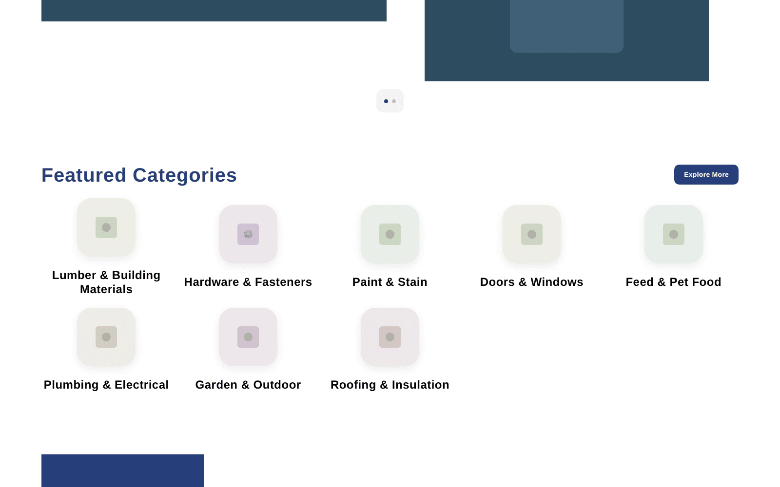 Capture of the Amherst Supply home page shown with sample data.